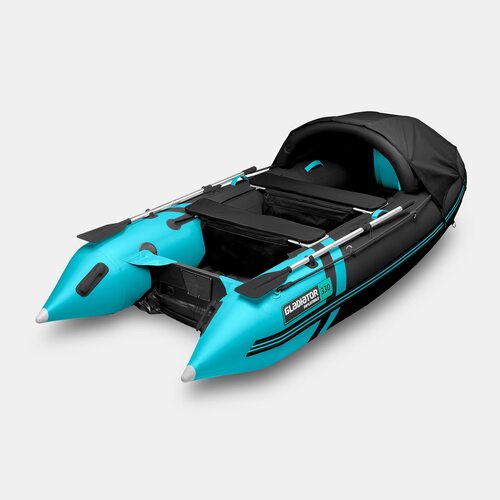 Лодка ПВХ GLADIATOR E330PRO (черный/бирюзовый)
