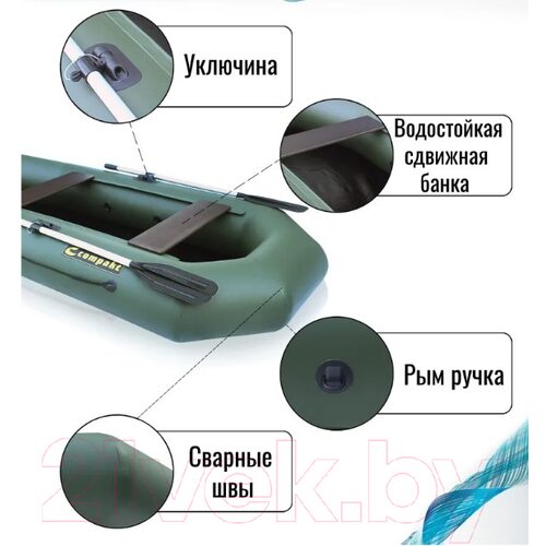 Лодка ПВХ Leader Boats Компакт-260 / 0082200 (зеленый)
