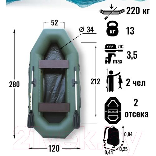 Лодка ПВХ Leader Boats Компакт 280 / 0082201 (зеленый)
