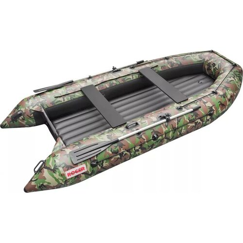 Лодка ПВХ Roger Boat Trofey 3300 (без киля, зеленый камуфляж/черный комби)