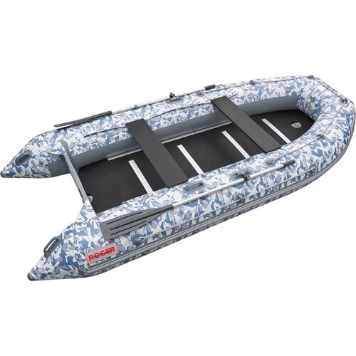 Лодка ПВХ Roger Boat Hunter 3000 (без киля, битое стекло/серый комби)