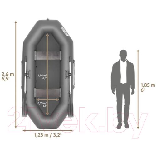 Лодка ПВХ Тонар Бриз 260 / 4999927 (серый)