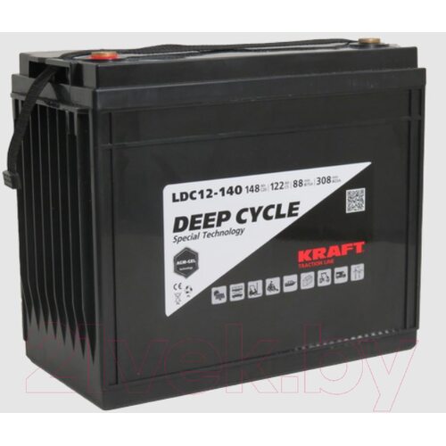 Аккумулятор лодочный KrafT 12V-148Ah C20 L тяговая / LDC12-140